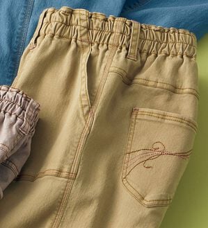 ルフラン（ルフラン）の「配色ステッチ使い柔らかカラーデニムパンツ（フルレングスパンツ）」｜ベージュ