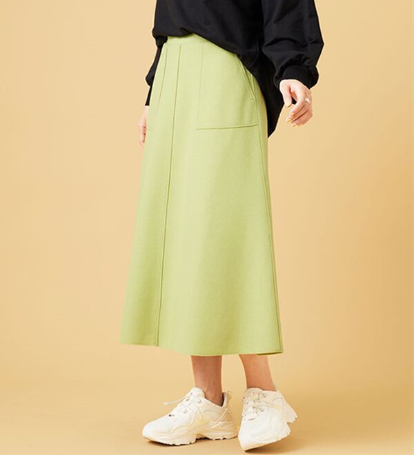BELLUNA（ベルーナ）の「ふんわりメルトン素材ポケット付スカート（ロングスカート）」｜詳細画像