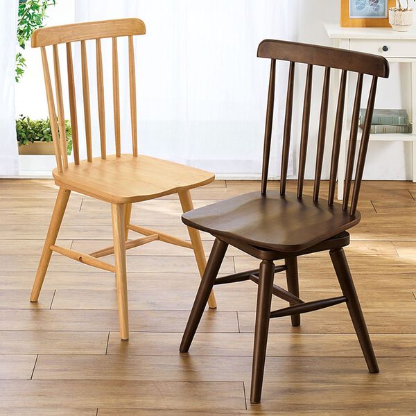 「天然木ウィンザー調デザインチェア２脚組（椅子・チェア・スツール）」｜詳細画像