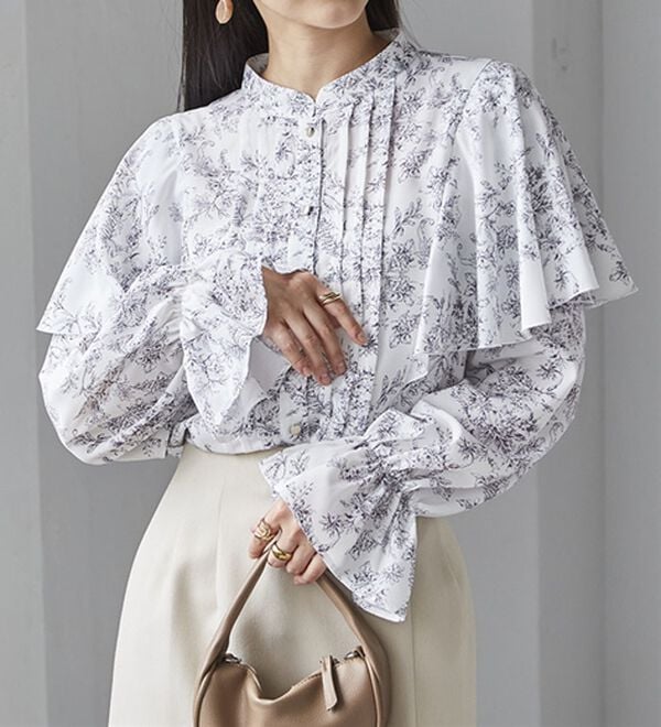 RANAN（ラナン）の「ピンタックフレアー長袖ブラウス（ブラウス）」｜詳細画像