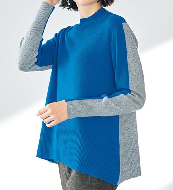 VINNO（ヴィノ）の「カシミヤ入・配色バックスリットニット（ニット・セーター）」｜詳細画像