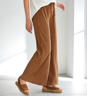 BELLUNA（ベルーナ）の「セルフカットできる！プリーツワイドパンツ（ワイドパンツ・ガウチョ）」｜ブラウン