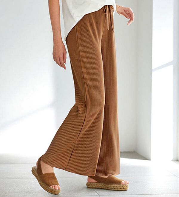 BELLUNA（ベルーナ）の「セルフカットできる！プリーツワイドパンツ（ワイドパンツ・ガウチョ）」｜ブラウン