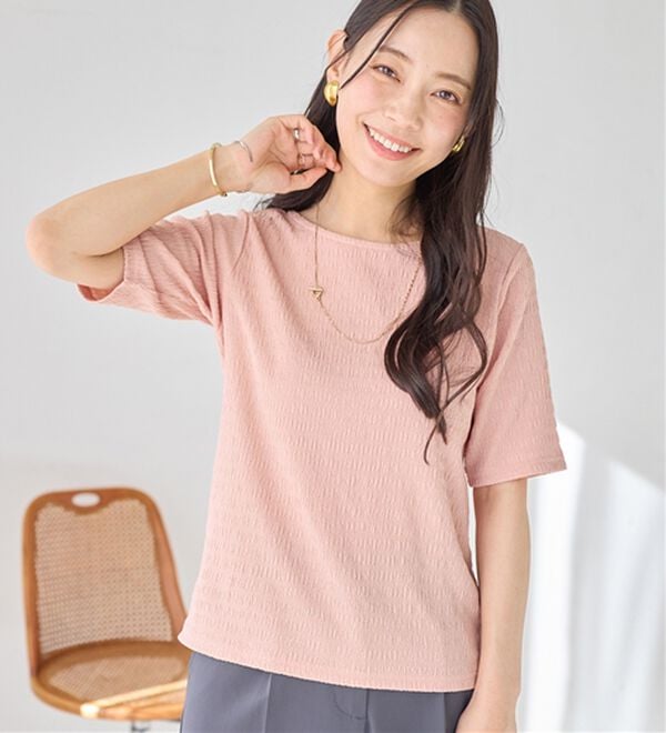 Viola e Viola（ヴィオラ エ ヴィオラ）の「ポコポコ素材Ｔシャツ（カットソー）」｜ピンク