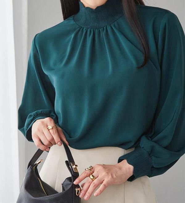 RANAN（ラナン）の「スカラップリブニット使いブラウス（ブラウス）」｜詳細画像