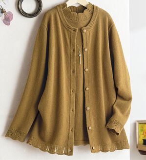 ルフラン（ルフラン）の「上質ウール１００％透かし編みアンサンブル（アンサンブル）」｜キャメル