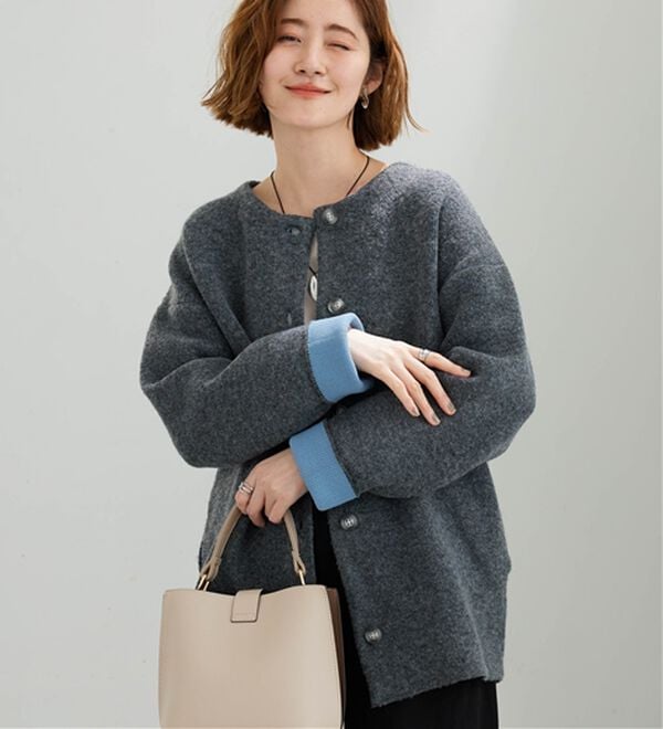 BELLUNA（ベルーナ）の「配色デザイン　ニットジャケット（その他ジャケット）」｜詳細画像