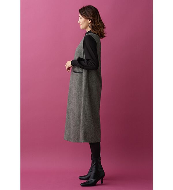 BELLUNA（ベルーナ）の「ツイード素材合皮使いジャンパードレス（ジャンパースカート）」｜詳細画像