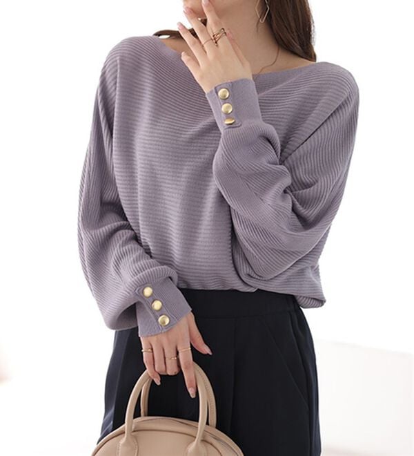 GeeRA（ジーラ）の「【長袖】袖ボタン付ドルマンニットトップス（ニット・セーター）」｜詳細画像