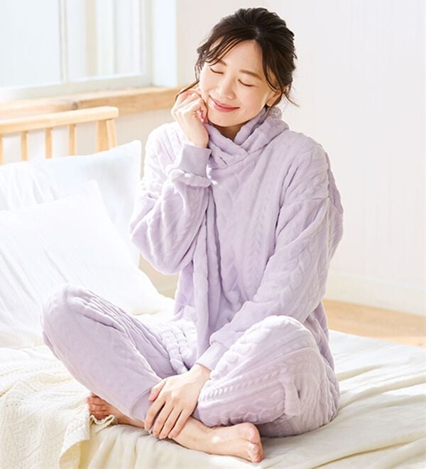 LAVIENNE（ラヴィエンヌ）の「寒がりさんのためのふわっもこケーブルフリースパジャマ（パジャマ・ルームウェア）」｜詳細画像