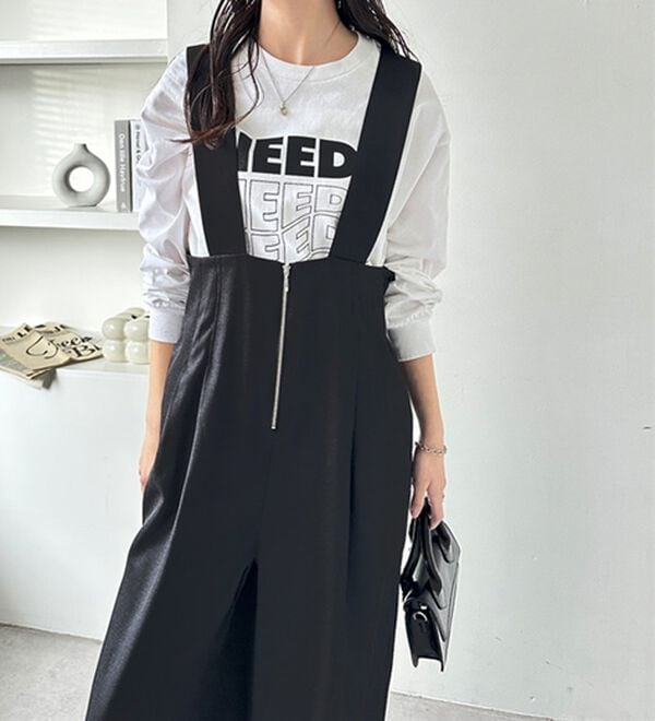 GeeRA（ジーラ）の「フロントジップハイウエストサロペット（オールインワン）」｜詳細画像