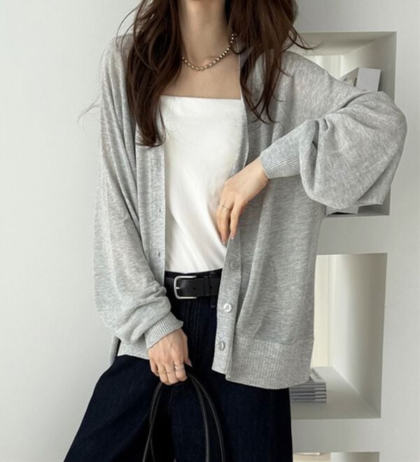 GeeRA（ジーラ）の「接触冷感！Ｖネックカーディガン（ニットカーディガン）」｜詳細画像