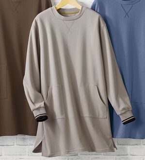 BELLUNA（ベルーナ）の「【メルティポンチ】配色リブ使いチュニック（チュニック）」｜グレージュ