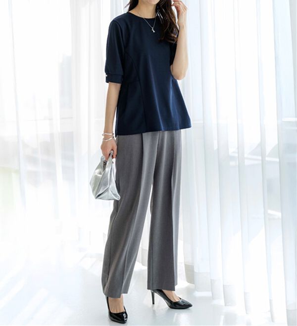 BELLUNA（ベルーナ）の「ジョーゼット素材タック使いＴブラウス（ブラウス）」｜詳細画像