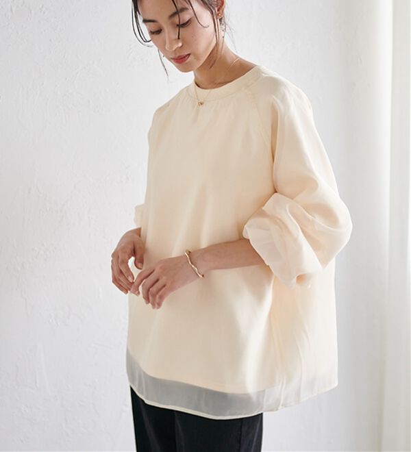 RANAN（ラナン）の「裏起毛シアー素材レイヤードスウェット（カットソー）」｜詳細画像