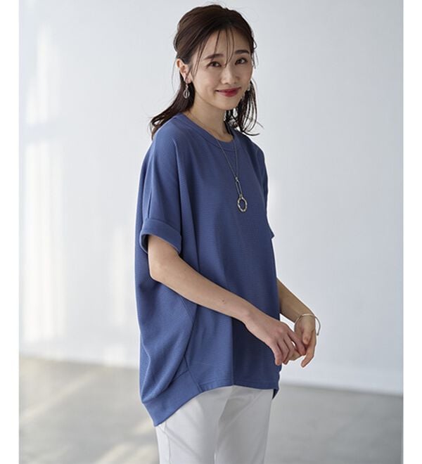 BELLUNA（ベルーナ）の「ヒンヤリ！ワッフル素材ゆったりプルオーバー（カットソー）」｜詳細画像