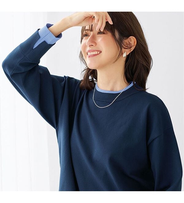 BELLUNA（ベルーナ）の「重ね着風配色スポンディッシュニット（ニット・セーター）」｜詳細画像