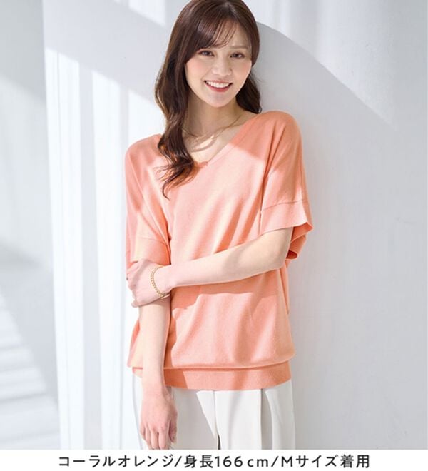 alotta（アロッタ）の「ゆるっと涼やかＶネックプルオーバー（ニット・セーター）」｜詳細画像