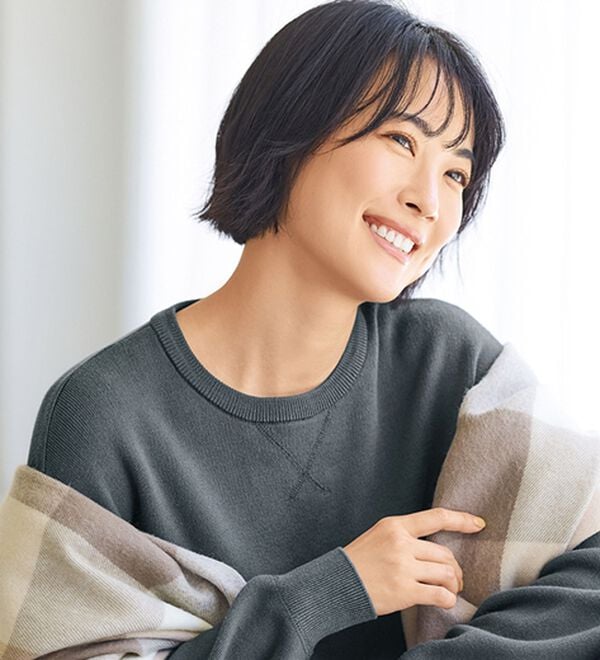 BELLUNA（ベルーナ）の「《ＨｕｇＲｅａｍコットン》やわ編ゆったりニットプルオーバー（ニット・セーター）」｜詳細画像