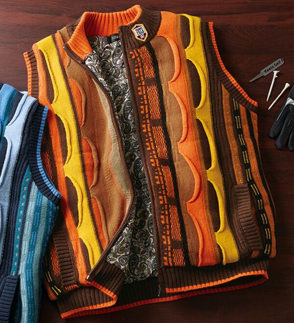 「＜フィッチェ　ゴルフ＞フルジップ中わたベスト（メンズベスト）」｜ブラウン系