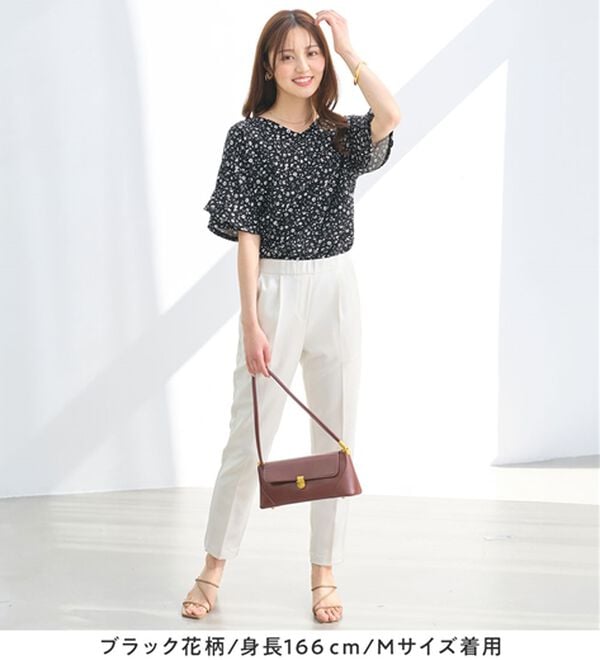 alotta（アロッタ）の「【４つの機能付】ひんやりフリル袖ブラウスＴシャツ（ブラウス）」｜詳細画像