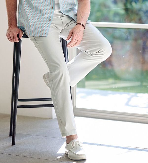 「＜コムルヴァン・オム＞涼感翡翠（ひすい）チノパンツ（メンズフルレングスパンツ）」｜詳細画像