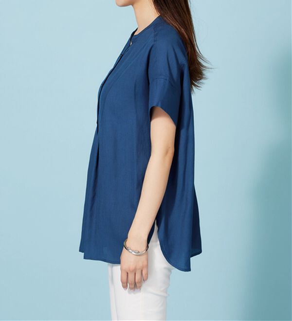 BELLUNA（ベルーナ）の「麻調素材タック使いシャツチュニック（ブラウス）」｜詳細画像