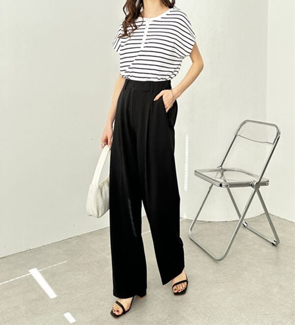 GeeRA（ジーラ）の「美脚魅せタックワイドスラックスパンツ（ワイドパンツ・ガウチョ）」｜詳細画像