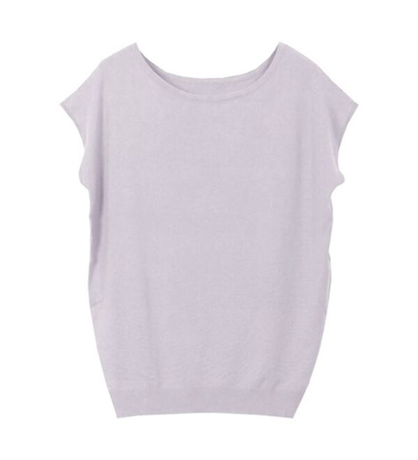 Pierrot（ピエロ）の「【選べる２ネック】シルクタッチフレンチスリーブニット（ニット・セーター）」｜詳細画像