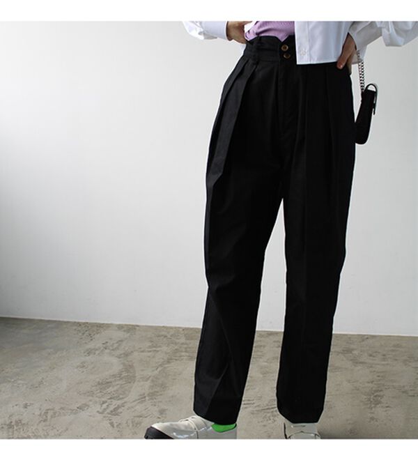 GeeRA（ジーラ）の「ハイウエストタックデザインチノパンツ（フルレングスパンツ）」｜詳細画像