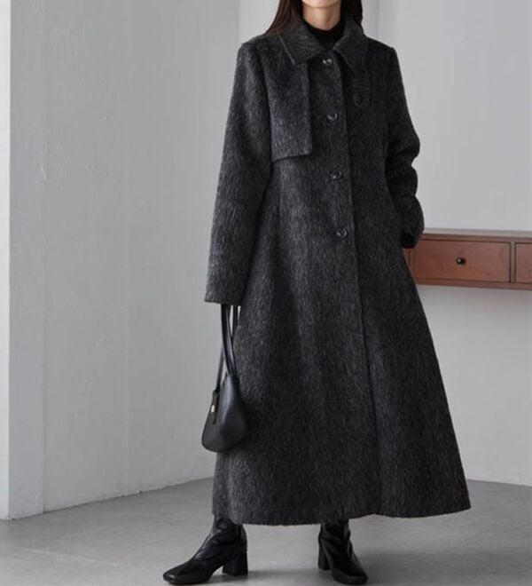 RANAN（ラナン）の「2WAYフレアーステンカラーシャギーコート（ロングコート）」｜詳細画像