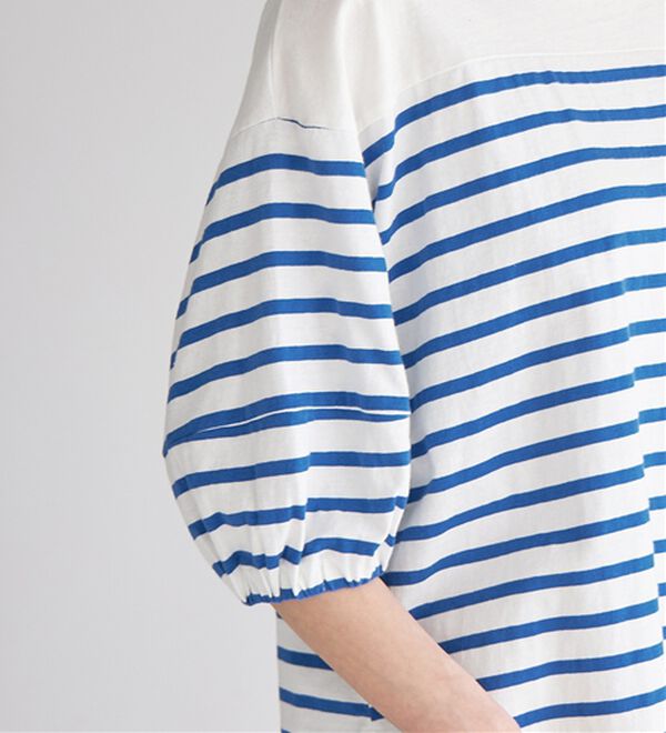 Viola e Viola（ヴィオラ エ ヴィオラ）の「綿１００％バスクボーダーランタン袖トップス（カットソー）」｜詳細画像