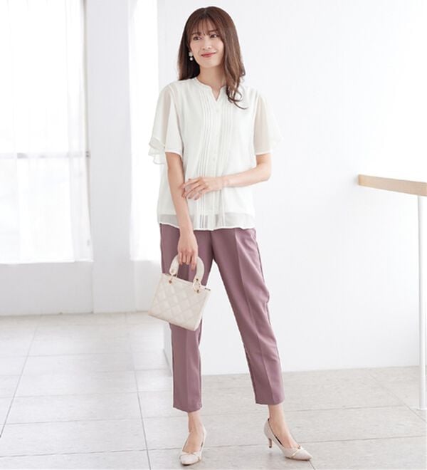 alotta（アロッタ）の「【接触冷感】インナー付ピンタックデザインブラウス【イエベ・ブルべ】（ブラウス）」｜詳細画像