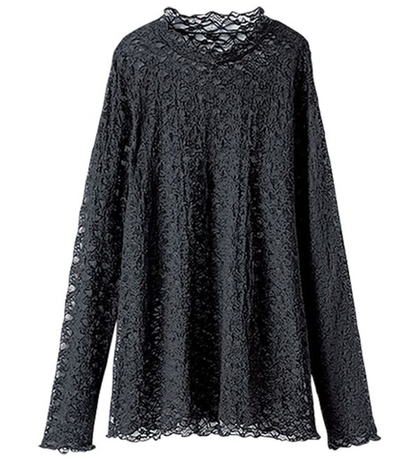 BELLUNA（ベルーナ）の「【重ね着にぴったり♪】のびやかレース素材メロー使いインナー（カットソー）」｜詳細画像