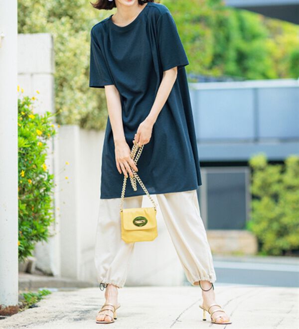 BELLUNA（ベルーナ）の「【接触冷感】かのこ素材タックデザインチュニックワンピース（その他ワンピース）」｜詳細画像