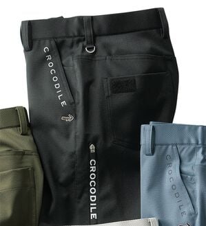 「＜クロコダイル＞接触冷感ドビー３Ｄアクティブパンツ（メンズスラックス）」｜ブラック