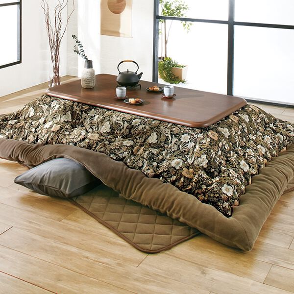 「ゴブラン織こたつ布団３点セット・継ぎ脚付リビングこたつ４点セット（こたつテーブル）」｜詳細画像