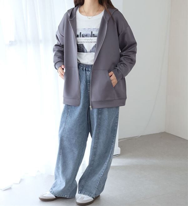 A HAPPY MARILYN（アハッピーマリリン）の「【大きいサイズ】【Ｌ～６Ｌ】「軽・薄・伸」さっと羽織れるライトダンボールパーカー（パーカー）」｜詳細画像