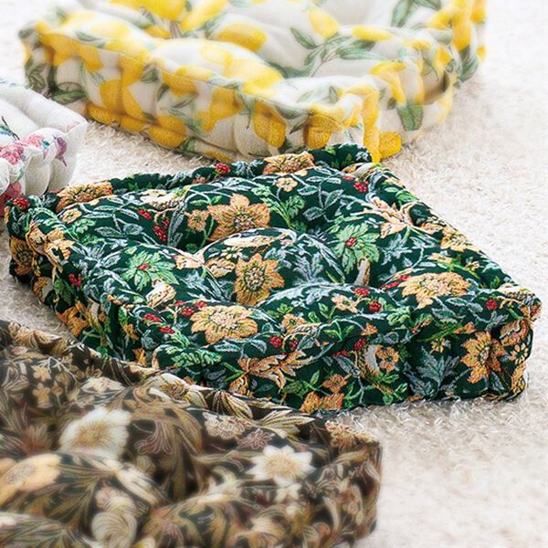 「高級ゴブラン織厚みたっぷりクッキークッション（チェアカバー・チェアパッド）」｜バードグリーン