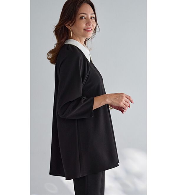 BELLUNA（ベルーナ）の「色褪せにくい黒！バイカラーブラウス（セットアップ）」｜詳細画像