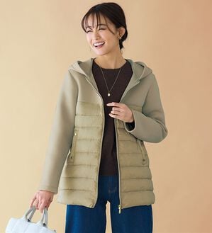 BELLUNA（ベルーナ）の「【ＦｕｗａｉｒＬｉｇｈｔ】異素材切替軽量ダウンジャケット（ダウンコート・ジャケット・ベスト）」｜グレージュ