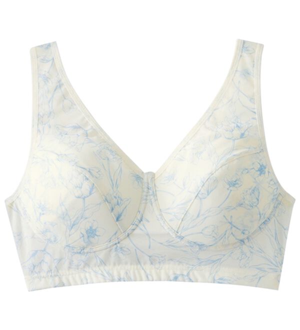 LAVIENNE（ラヴィエンヌ）の「【サラッと風が通る】涼感・風ブラ（ブラジャー）」｜アイボリー(花柄)