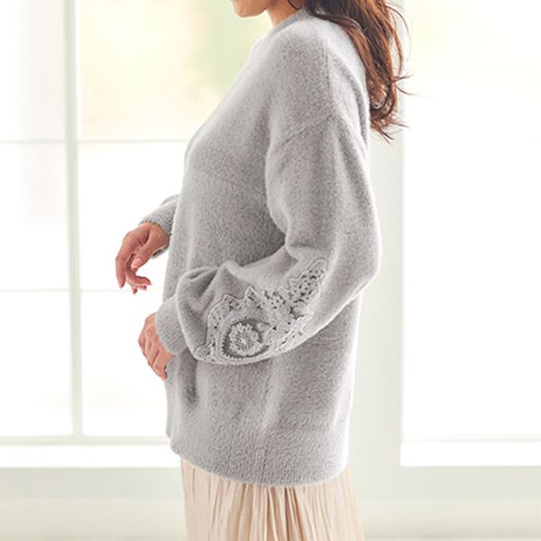 BELLUNA（ベルーナ）の「ふんわりシャギー袖レース使いセーター（ニット・セーター）」｜詳細画像