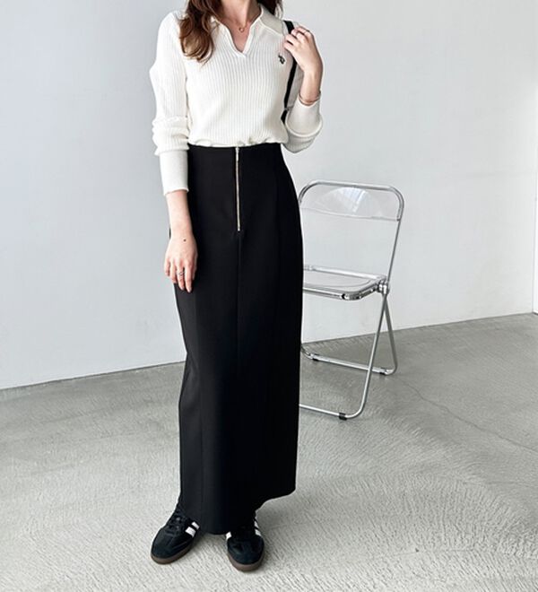 GeeRA（ジーラ）の「ＯＮ／ＯＦＦ使える！フロントファスナースカート（ロングスカート）」｜詳細画像