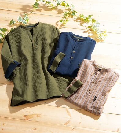 「【３枚組】紳士用楊柳ルームシャツ（メンズルームウェア）」