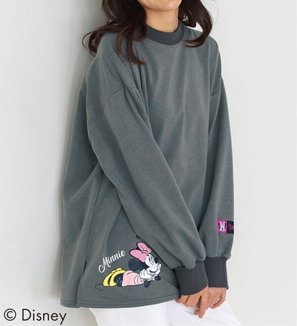 BELLUNA（ベルーナ）の「＜Ｄｉｓｎｅｙ＞リブ配色ゆったりトレーナー（トレーナー・スウェット）」｜ミニー(チャコール)