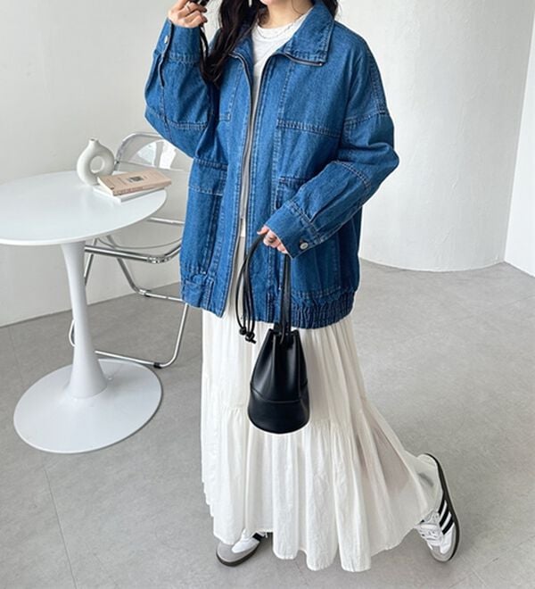 GeeRA（ジーラ）の「オーバーサイズダブルジップデニムブルゾン（ブルゾン）」｜詳細画像