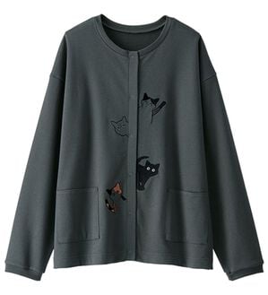 BELLUNA（ベルーナ）の「ネコ刺しゅうひょっこりカーディガン（その他カーディガン）」｜チャコール