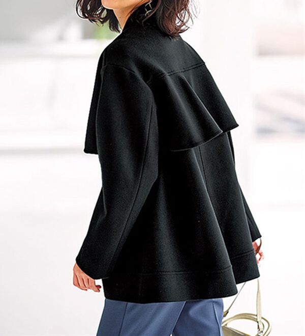 BELLUNA（ベルーナ）の「ウール調素材フリル使いブルゾン（ブルゾン）」｜黒