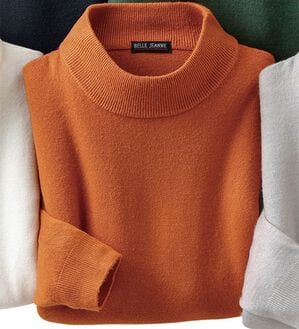 「カシミヤタッチやわらかハイネックセーター（メンズニット・セーター）」｜オレンジ